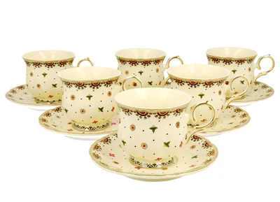 Produktbild von DUO ECRU 6er-Set Tassen 220 ml CASABLANCA mit Untertassen, New Bone China Porzellan