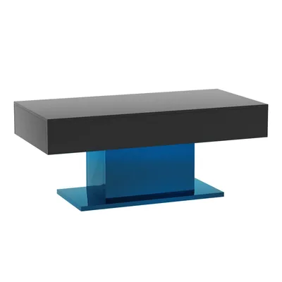 Produktbild von Radelldar Modern Couchtisch Wohnzimmertisch Hochglanz mit Beleuchtung, USB, 110x55x50cm, Schwarz