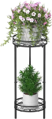 Imagen del producto de Soportes metálicos para plantas de interior, con dos niveles, de 70 x 29 cm. Mesa para macetas, soporte para flores para jardín, terraza y decoración del hogar, color