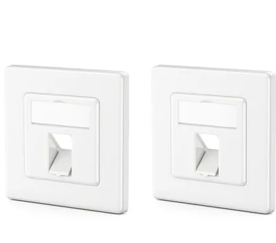 Produktbild von deleyCON 2x 1 Port LAN Anschlussdose Datendose Unterputzdose für Keystone Module 45° Gewinkelter Auslass für Keystone Module mit z.B. RJ45 Koaxial F-Stecker RJ-11 Cinch Klinke Toslink PS2