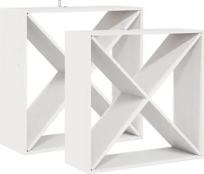 Produktbild von Weinregal 2 pcs Weiß 62 x 25 x 62 cm Massives Kiefernholz