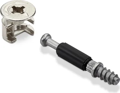 Produktbild von 50 Stück HETTICH Korpusverbinder Exzenter RASTEX 15 mit Kragen (Ø 15 mm) und Einschraubdübel Twister DU 232 T (M6 x 11 mm) Verbindungsbeschlag von SOTECH