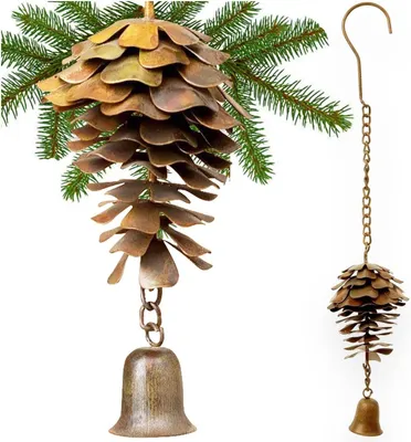 Productafbeelding van Omgoods - Bronzen Dennenappel Ornament met Klokken