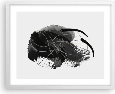 Produktbild von Gerahmtes Poster - Weißer Rahmen - Abstraktion Schwarz Flecken - 50x40 cm - Wand Bild - Wanddeko - Wandbilder - Kunstposter - Wandposter - Bilderrahmen - Bilder - Kunstdruck - P2WAA50x40-4368