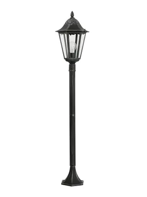 Produktbild von EGLO Außen-Stehlampe Navedo, 1 flammige Außenleuchte, Stehleuchte aus Aluguss und Glas, Schwarz mit Silber-patina, E27 Fassung, 120 cm, IP44