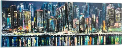 Produktbild von Bilder auf glas - Stadt Aussicht Wasser - 90x30cm - Glasbilder - Wandbilder - Kunstdruck - zum Aufhängen bereit - Wanddekoration aus Glas - Glas Bilder - Wandbild auf Glas - Einteilig - GAB90x30-3461