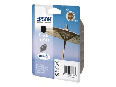 Produktbild von Epson Parasol T0441 Black Ink Cartridge (Standard) - Retail Pack (untagged), Schwarz, Tinte auf Pigmentbasis, 13 ml, 1 Stück(e)