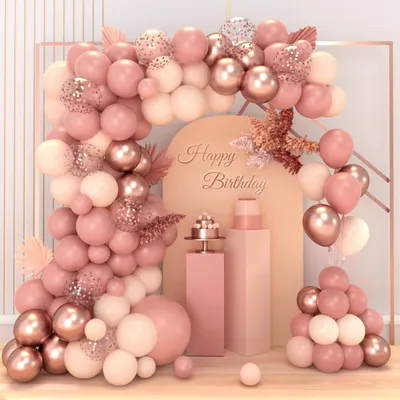 Ballonbogen-Set, 87-teilig, altrosa, roségold, für Feiern, Geburtstag, Hochzeit