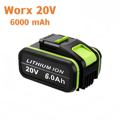 Productafbeelding van Worx 20 V 6,0 Ah Li-Ion vervangende accu, compatibel met WA3551 WA3551.1 WA3553 WA3556 WA3572, LED-indicator