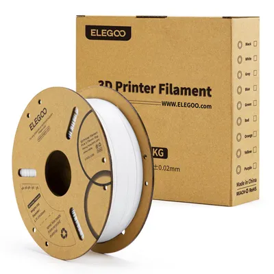 Produktbild von Elegoo Filament PLA, weiß, 1,75mm, biobasiert, geruchsarm, 1kg Spule