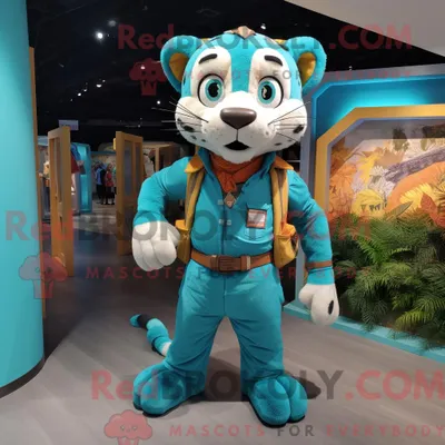 Produktbild von Türkisfarbenes REDBROKOLY Tiger-Maskottchenkostüm mit Cargohose und Armbändern