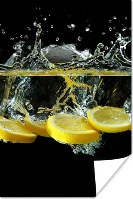 Produktbild von MuchoWow® Poster Zitrone - Frucht - Gelb - Stilleben - Wasser 60x90 cm - Wanddekoration
