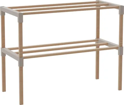 Produktbild von Schuhregal 2 Ebenen – Beige – Kompakter Schuhschrank aus Holz – Platzsparendes Schuhregal für 6+ Paar Schuhe – Langlebiges & modernes Design – 51 x 23 x 39 cm
