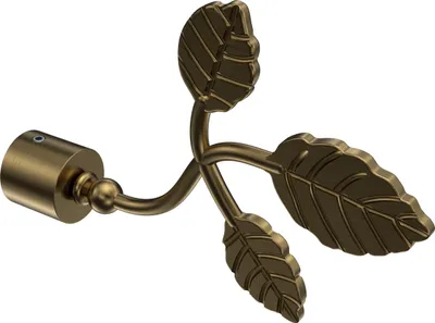 Produktbild von Interdeco Endstücke / Zierabschlüsse für Gardinenstangen mit 16 mm Ø Messing Antik, Typ Alessia (Blatt), Pack. 2 Stück
