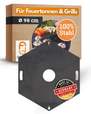 Produktbild von Feuerplatte Grillplatte Grillring für Feuertonne 6-eckig Ø 98 cm