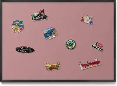 Produktbild von Magnetboard 100x70 cm – Schwarzer Rahmen – Pastellrosa – Magnettafel, Magnetische Tafel – Magnetpinnwand, Wohnzimmer