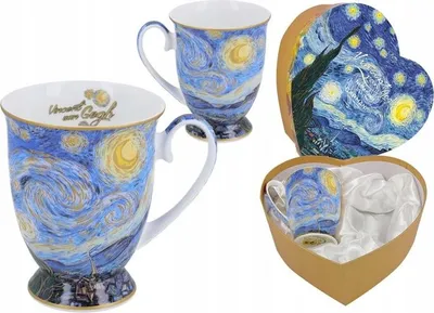 Zdjęcie produktu dla komplet 2 kubków w sercu - V. van Gogh, Gwiaździsta noc CARMANI | 830-0310