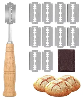 Produktbild von Bäckermesser - Teigmesser zum Einschneiden von Brotteig - Inklusive 10 Rasierklingen - Silberfarben