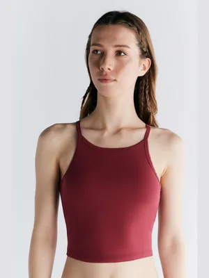 Produktbild von Damen Crop-Top aus 95% Baumwolle und 5% Elasthan mit integriertem Bustier