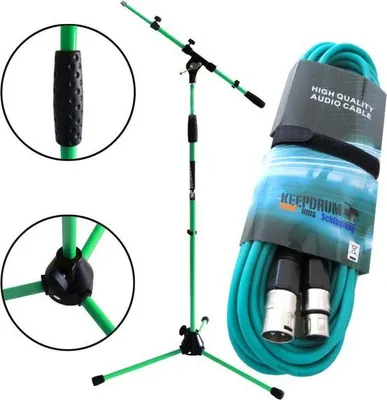 Image de keepdrum MS106 GR pied de micro vert avec câble