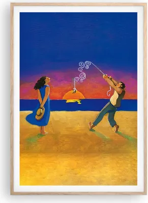 Produktbild von Gerahmtes Poster - Rahmen in heller Eiche - Symbol Liebe Surrealismus - 70x100 cm - Wand Bild - Wanddeko - Wandbilder - Kunstposter - Wandposter - Bilderrahmen - Bilder - Kunstdruck - P2NPA70x100-4411