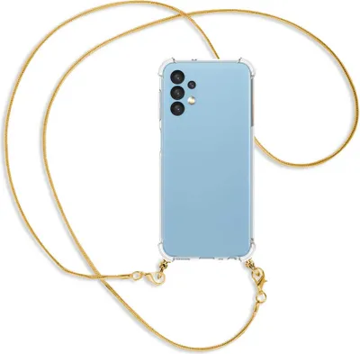 Produktbild von Handykette Backcover-Schutzhülle mit Band (Metall goldfarben) für Samsung Galaxy A13 4G - goldfarbene Kette Snake