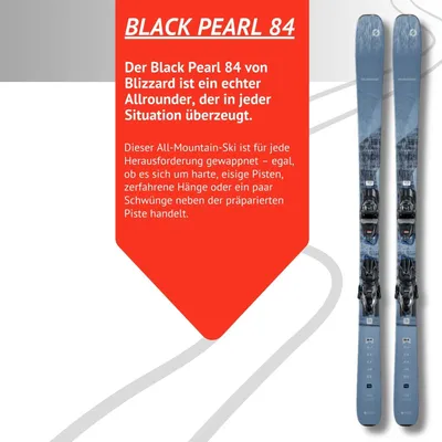 Image de Ski alpin femme Ski femme - Blizzard Black Pearl 84 - All Mountain Ski - Tip&Tail Rocker - incl. fixations Marker TPC 10 Demo Z3-10 - pour skieurs avancés et bons skieurs, longueur:152cm