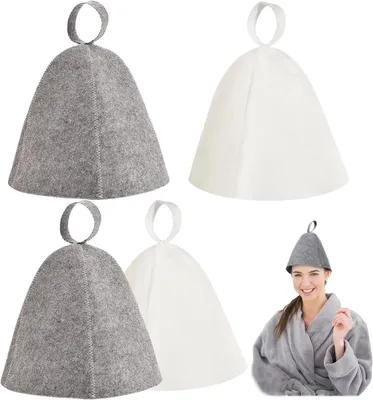 Image de Ensemble de 4 chapeaux de sauna en feutre pour protection lors des visites au sauna