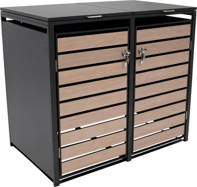 Produktbild von DEGAMO Mülltonnenbox 2er BERLIN 132x80x116cm für Tonnen 120 und 240 Liter, grau