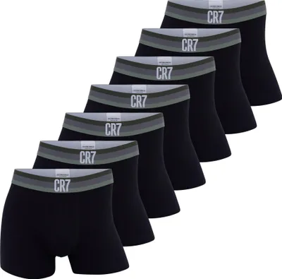 Produktbild von CR7 Herren Boxershorts, 7er Pack - Trunks, Baumwolle Stretch, Logobund Schwarz/Grün S