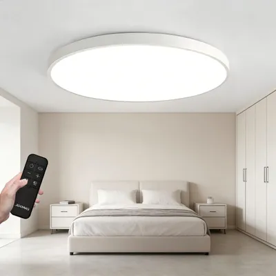 Produktbild von 90W LED Deckenleuchte Dimmbar Flach Rund Ø78cm weiß Deckenlampe mit Fernbedienung 3000K-6500K Warmweiß Kaltweiß Tageslicht Lampe für Schlafzimmer