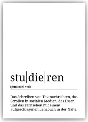 Produktbild von studieren Poster Definition Kunstdruck Wandbild Geschenk – A4 (21x29.7cm) / ohne Bilderahmen
