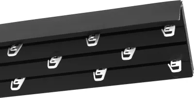 Produktbild von 3- läufig 270 cm Gardinenstange Innenschiene Decke Blende 5 cm schwarz Schiene Vorhangschiene Gardinenschiene Innenlaufrollen mit Faltenhaken