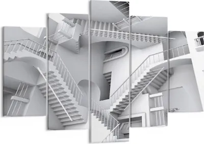 Produktbild von Bild auf Leinwand - Leinwandbild - 5 Teile - Wissenschaft Illusion Treppen - 150x100cm - Wand Bild - Wanddeko - Wandbilder - Leinwanddruck - Bilder - Wanddekoration - Leinwand bilder - EA150x100-4277