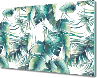 Produktbild von Herd-Abdeckplatte Glas Schneidebrett Ceranfeld-Abdeckung - 80x52 cm - Palmblatt