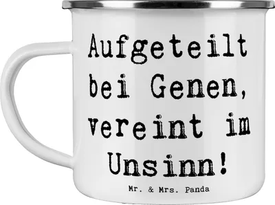Produktbild von Mr. & Mrs. Panda Emaille Becher Spruch Halbbruder Unsinn - Weiß - Geschenk, herzerwärmende Sprüche, Zusammenhalt, Tasse, persönliche Erinnerungen, Verbundenheit, Pott