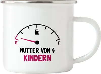 Produktbild von Mutter von 4 Kindern Emaille Tasse Lustig Energielos Tank ist Leer Spruch Geschenk Vierfache Mutter