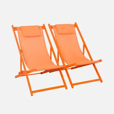 Immagine prodotto di Set 2 lettini prendisole in alluminio multiposizione, Arancione
