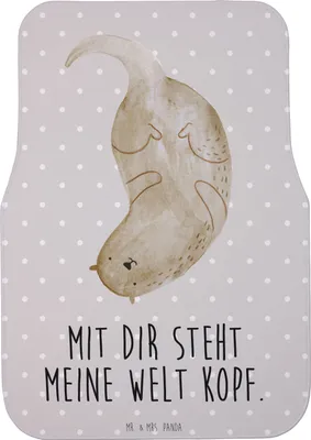 Produktbild von Mr. & Mrs. Panda Fußmatte Fürs Auto Otter Kopfüber - Grau Pastell - Geschenk, Niedlich, Seeotter, Verliebt, Liebe, Teppich, Automatte, Autoteppich, Auto-Fußmatte