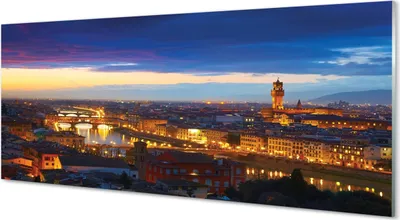 Produktbild von Glasbilder 125x50 Wandkunst Italien Nacht-Panorama der Brücken