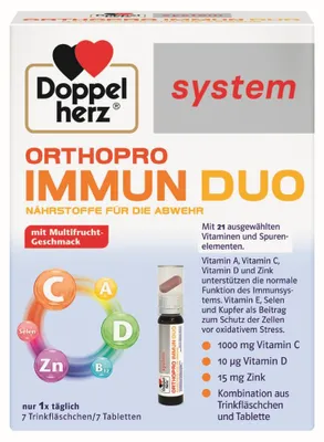 Imagen del producto de Doppelherz system Orthopro Immun Duo: botellas pequeñas para tomar y tabletas, envase de 7 unidades