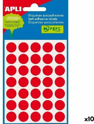 Obrázek produktu pro Samolepicí etikety Apli červený kruhový kruh 5 listů (10 kusů)