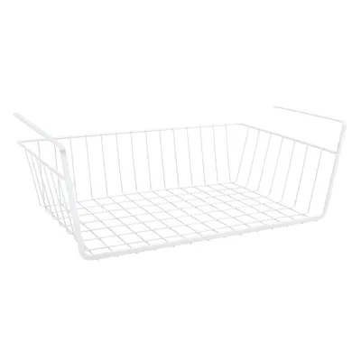 Produktbild von MSV Hängekorb aus Metall - 38,5 x 25,5 x 14 cm - Weiß - Aufbewahrungs-Korb für Küchenschränke Kleiderschränke Regale Unterbauschrank Unterbau-Regal