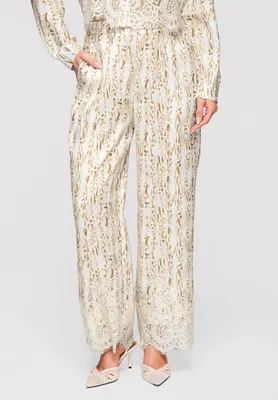 Produktbild von LARICA Hose Weite Bein High Waist Boho Luxe Stil OW-PA-E0006 beige S/M