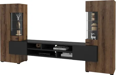 Produktbild von Meublorama HA-COBY-24WBMB10*3C/116KG, Braun, Mitteldichte Faserplatte (MDF), 6 Regale, 4 Tür(en), 450 mm, 2700 mm