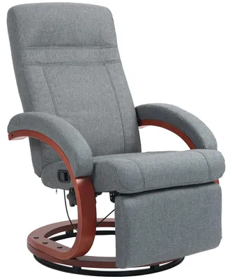 Productafbeelding van Relaxfauteuil, tv-fauteuil, met ligfunctie, houten armleuningen, draaibaar, verstelbare rugleuning, stof (grijs)