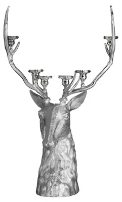 Hirsch-Kandelaar aus Aluminium, silber, 137x104 cm
