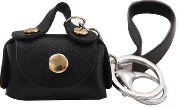 Produktbild von Damen Kunstleder Mini Schlüsselanhänger Handtasche Anhänger Kopfhörer Aufbewahrung Geldbörse-Schwarz