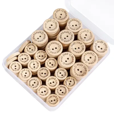 Produktbild von Holzknöpfe mit 2 Löchern, 150 Stück für Bastelarbeiten