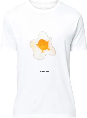 Produktbild von Mr. & Mrs. Panda Größe XL T-Shirt Spiegelei Ei - Weiß - Geschenk, Tshirt, Liebe, Tag, Schön, mit Spruch, Lustige Sprüche, Shirt, Glücklich
